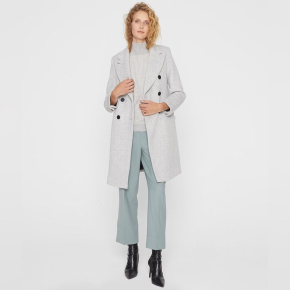 Club Monaco Double Breasted Grey Wool Coat - Picture 2 of 14